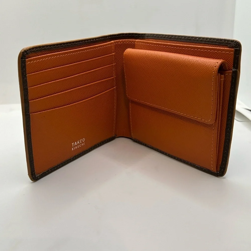 Orange and Brown Leather Wallet by